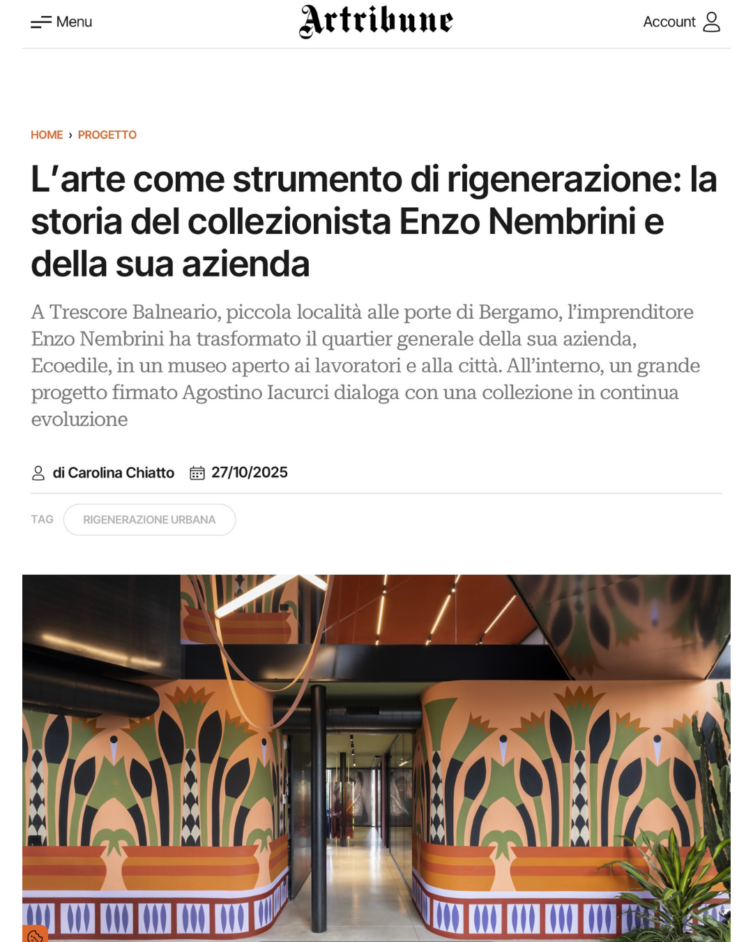 L’arte come strumento di rigenerazione: la storia del collezionista Enzo Nembrini e della sua azienda